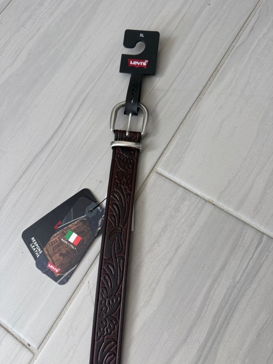 Levi's Other - Levi's Dark Brown Tooled Leather Belt with Silver Buckle